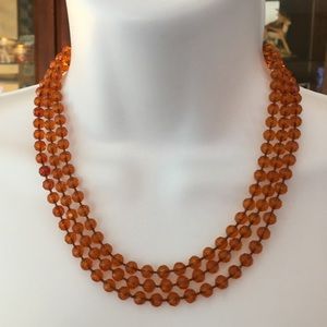 Molded imitation honey amber bead necklace